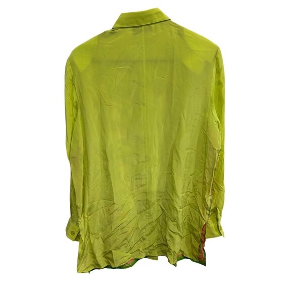 Diane Gilman Silk Button-Up Shirt Abstract Geometric Multicolor Long Sleeve Sz M - Picture 2 of 9